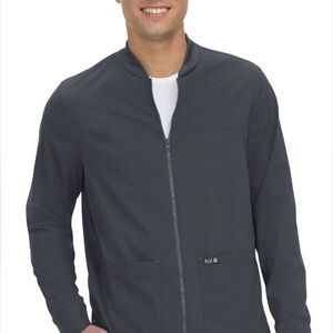 KOI Basics Hayden Mens 4 Pocket Stretch Scrub Jacket 4X Charcoal Gray NWT